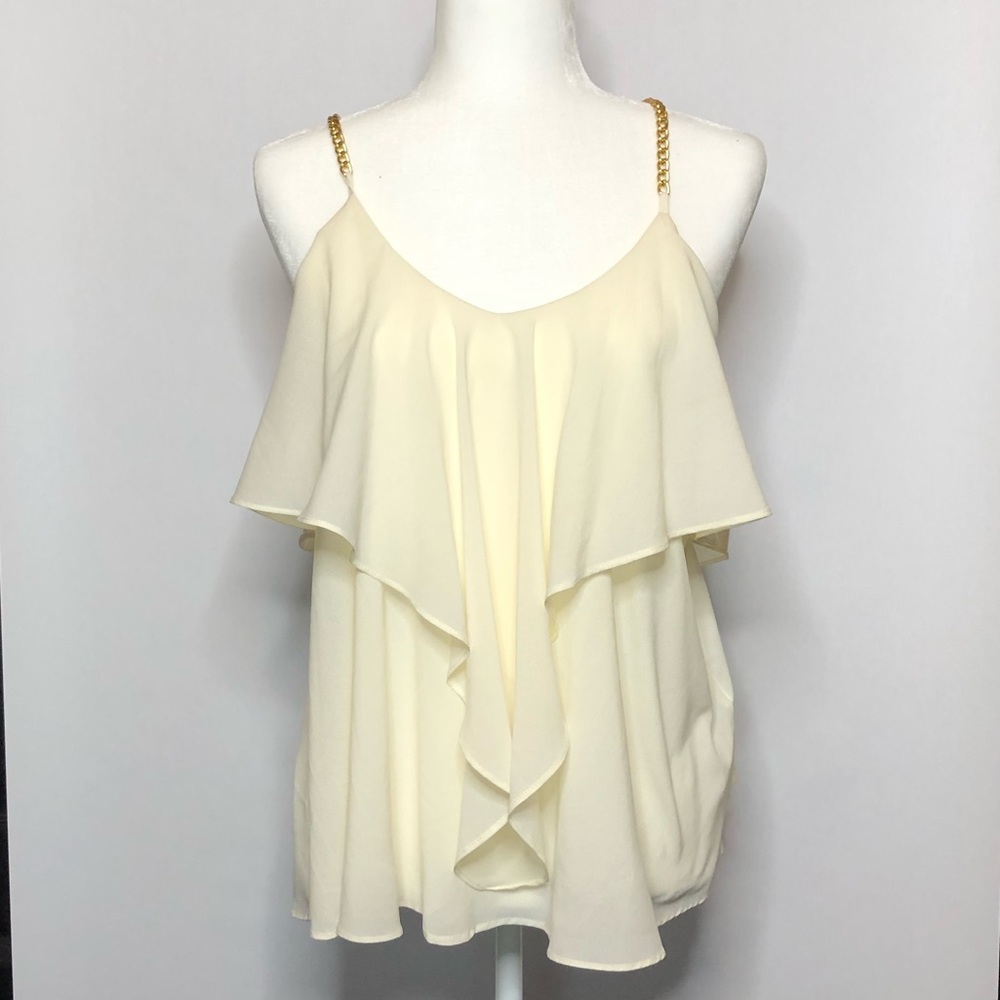 Flowy cream and Gold chain top